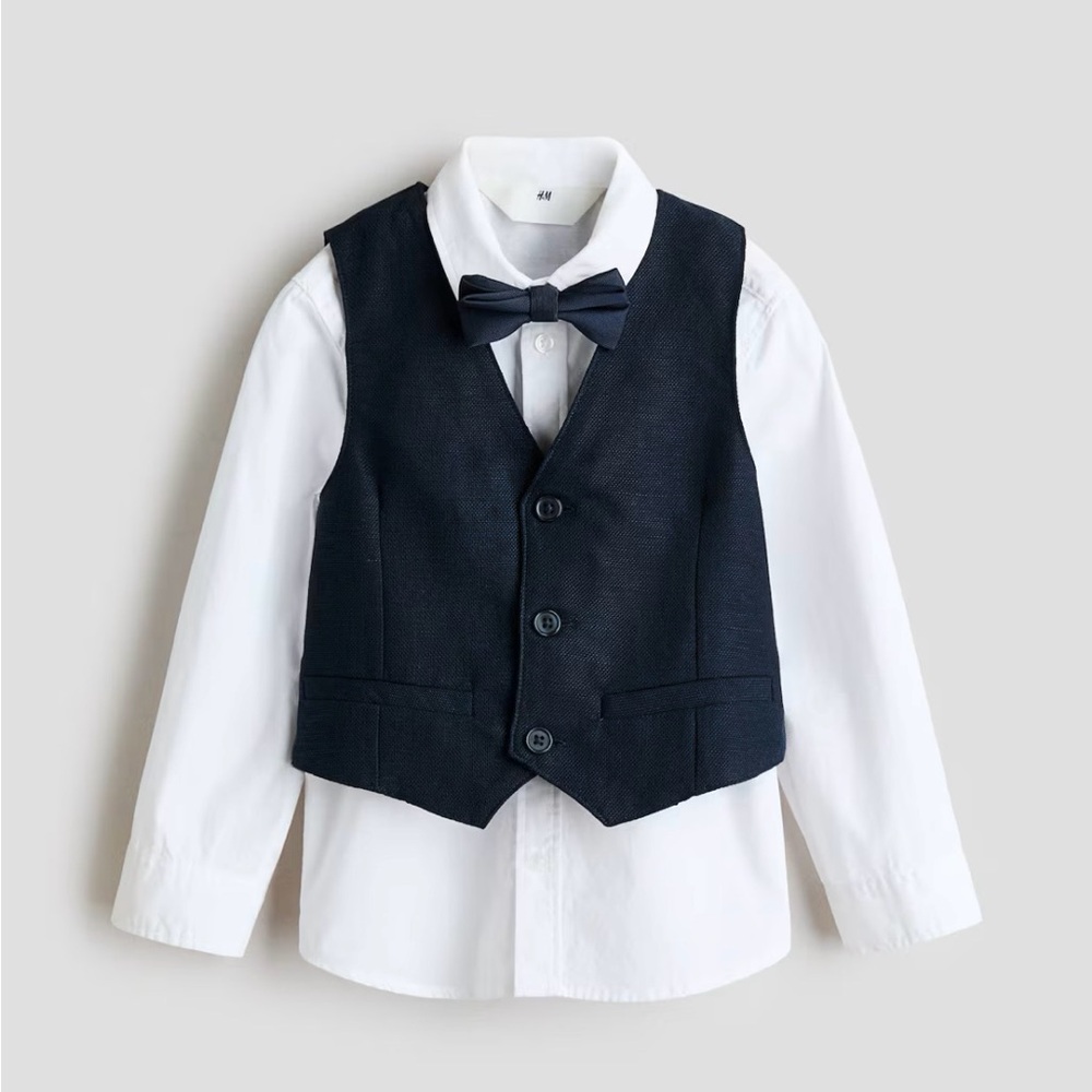 H&M Navy Vest and Slacks with White Shirt - Kids - Dry Cleaned (worn once)